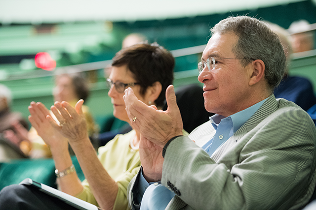 Rackham alumni Dr. Jeff Hansen and Kathleen Britton were among those who appreciated the opportunity to engage with current students and learn more about the research done on campus today and the changing landscape of graduate education.
