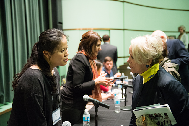 Alumni and students continued the conversation after the program ended. 
