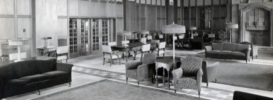 The Michigan Union Library was completed in 1925 following a gift from Mrs. Edward W. Pendleton of Detroit in memory of her husband. His library was also donated.