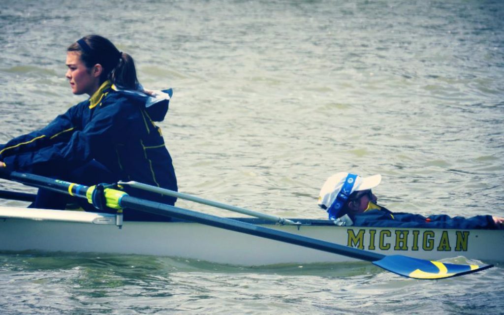 Traci Carson rowing for Michigan