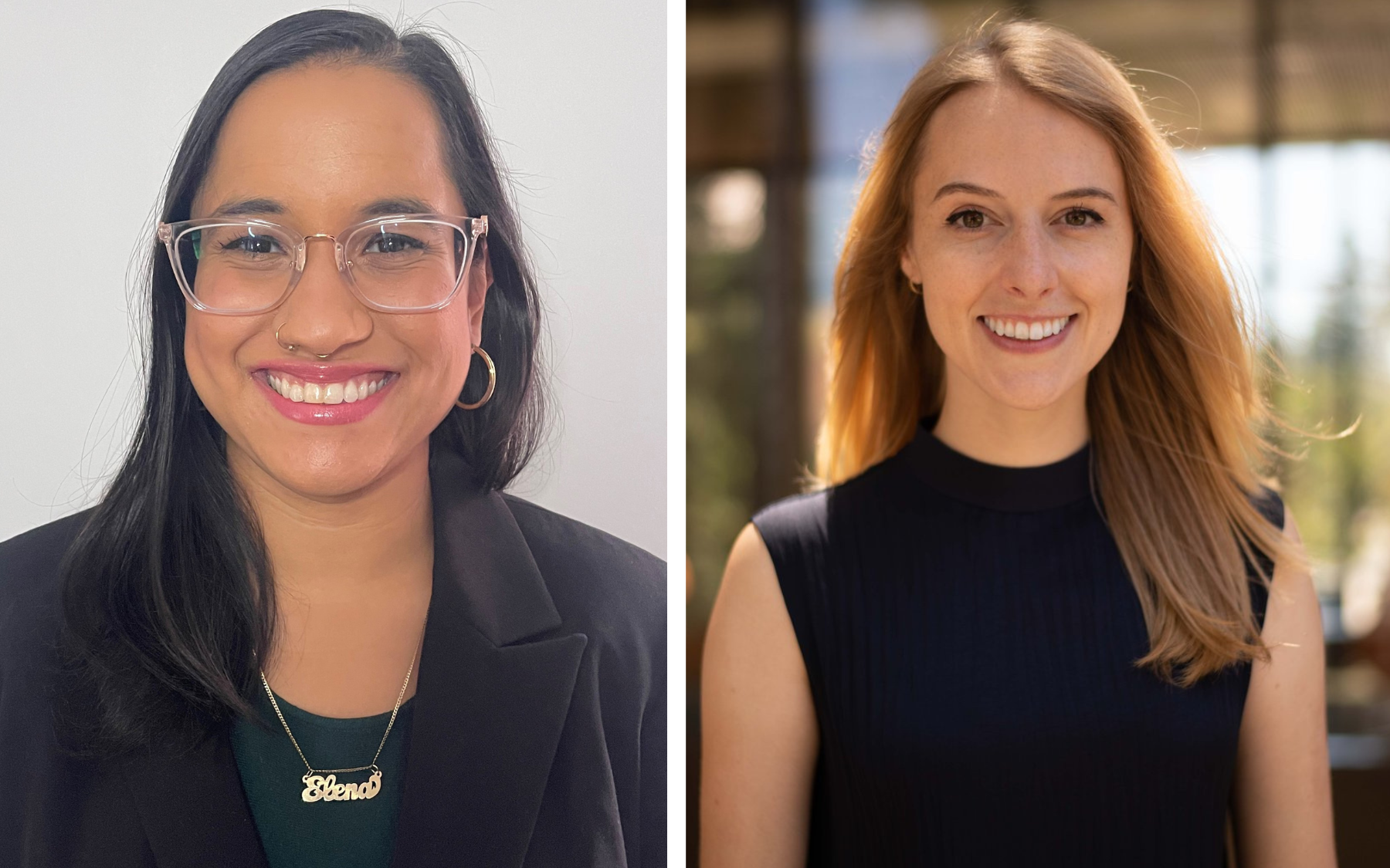 Headshots of Rackham students Elena Rosario (left) and Kelsi Caywood (right)..